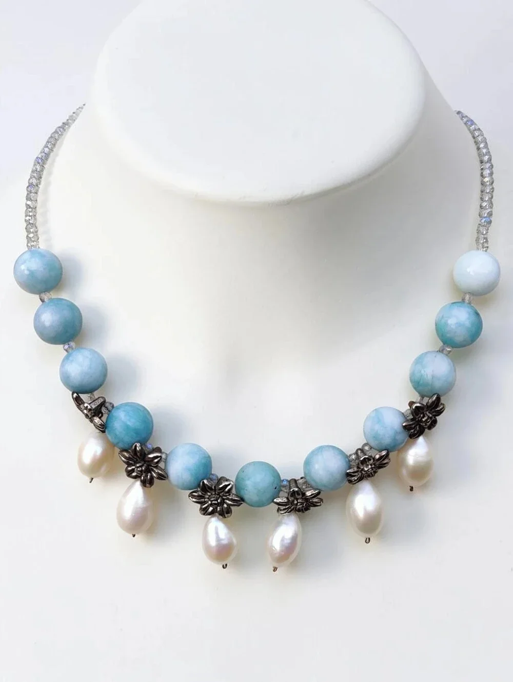 Larimar And Baroque Pearl Necklace